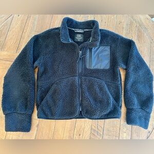 Athleta Girl Black Plush Sherpa Zip-Up Jacket